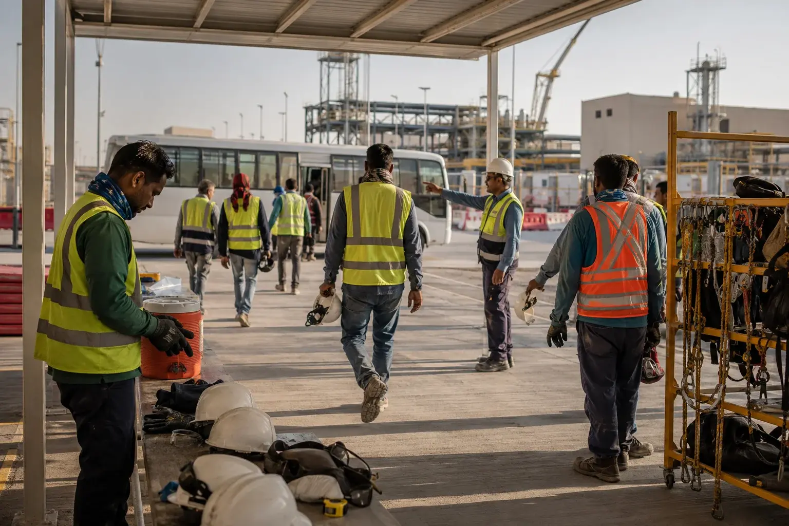 Workforce coordination on an industrial site in Saudi Arabia